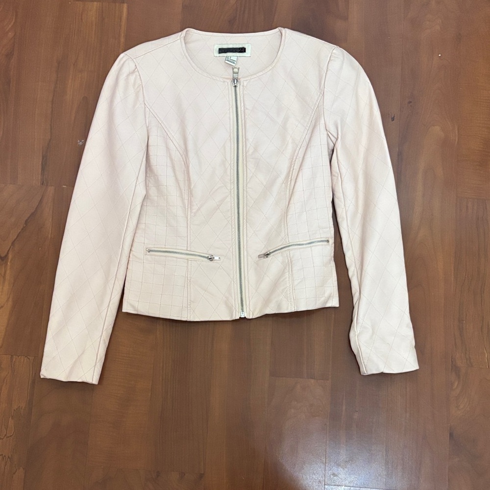 Forever 21 Light Beige Quilted Leather Jacket